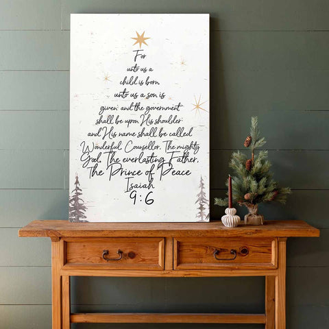 For Unto Us a Child Is Born Isaiah 9:6 Bible Sign for Christmas Decor