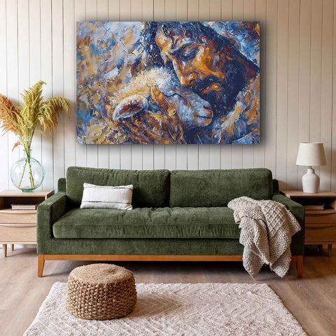 Jesus Holding A Lamb Christian Wall Art