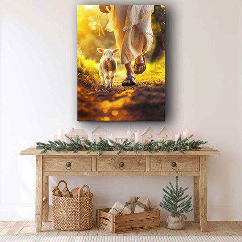Jesus Walking With A Lamb Christian Wall Art
