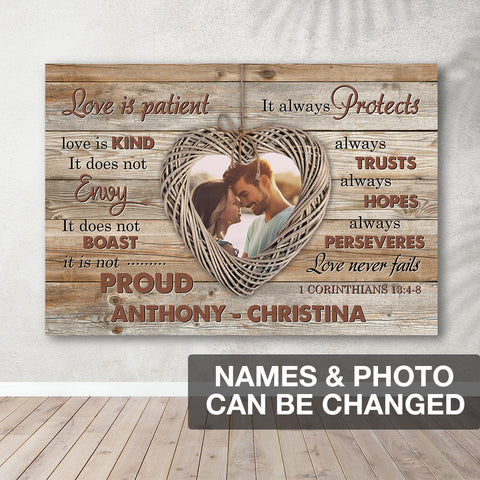 1 Corinthians 13:4-8 Love Is Patient Verse Photo Canvas Print