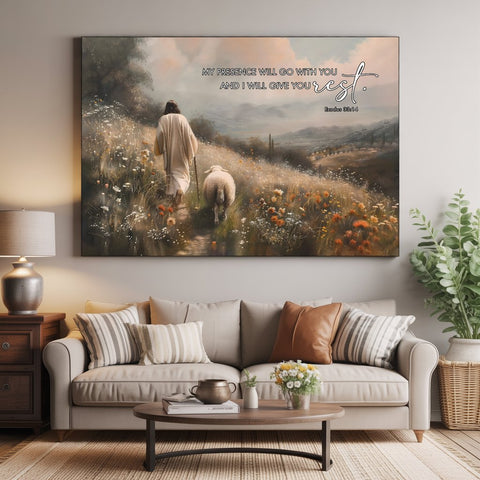 Exodus 33:14 Canvas, Christian Peaceful Wall Art