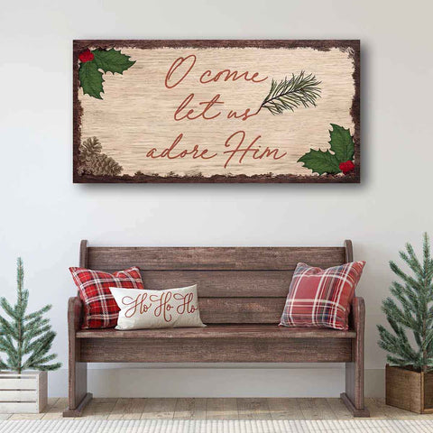 O Come Let Us Adore Him Sign Christmas Wall Decor