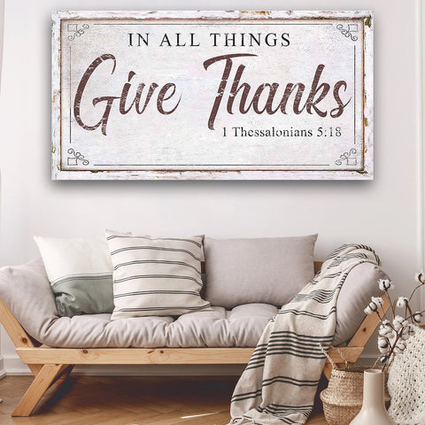 In All Things Give Thanks Sign Christian Wall Art