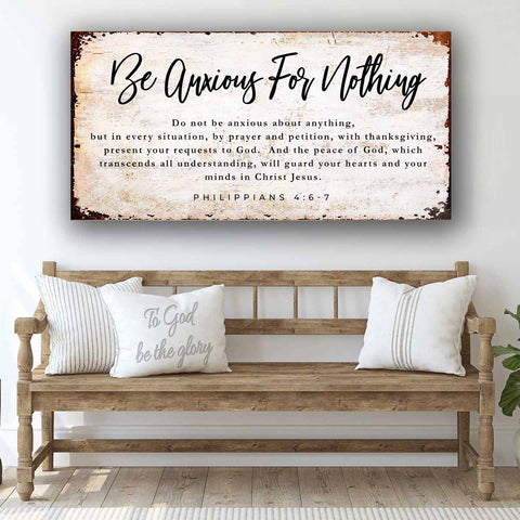 Be Anxious For Nothing Sign Christian Wall Art
