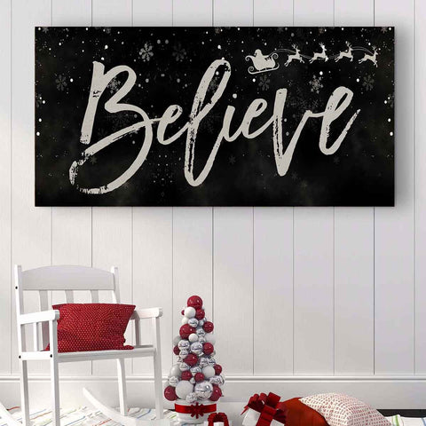 Believe Christmas Canvas Sign