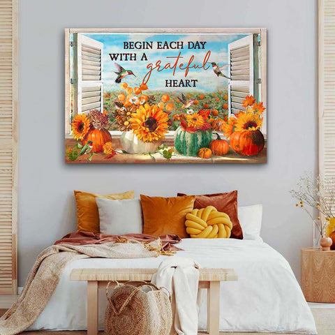 Begin Each Day With A Grateful Heart Wall Art