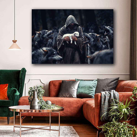 Jesus Carries A Lamb From Wolves Christian Wall Art