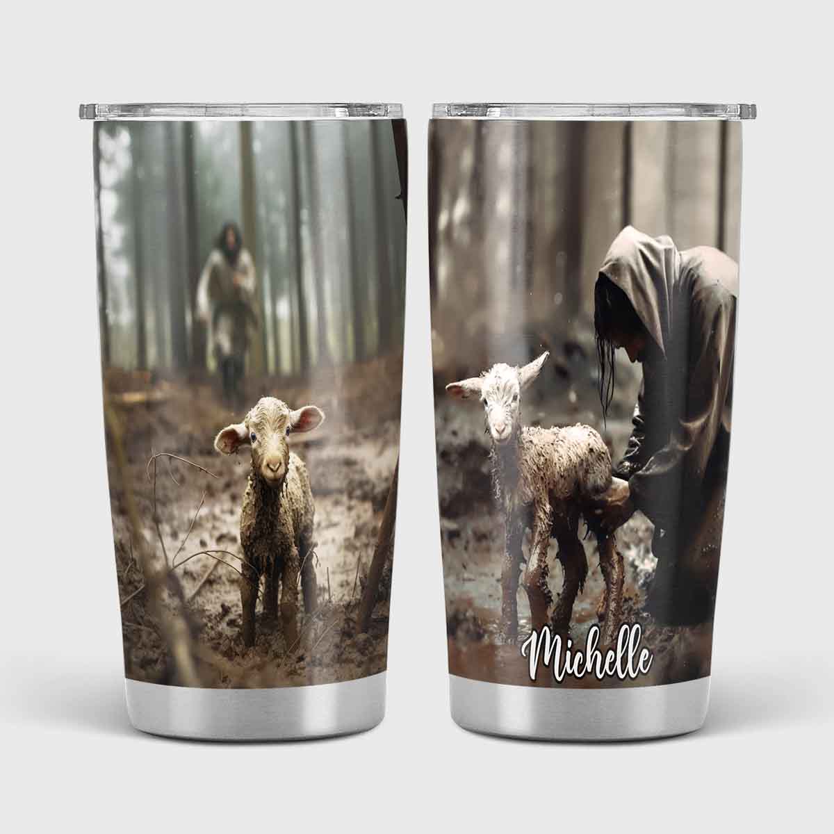 Jesus Ran and Rescued a Lost Lamb Christian Tumbler – CupCus