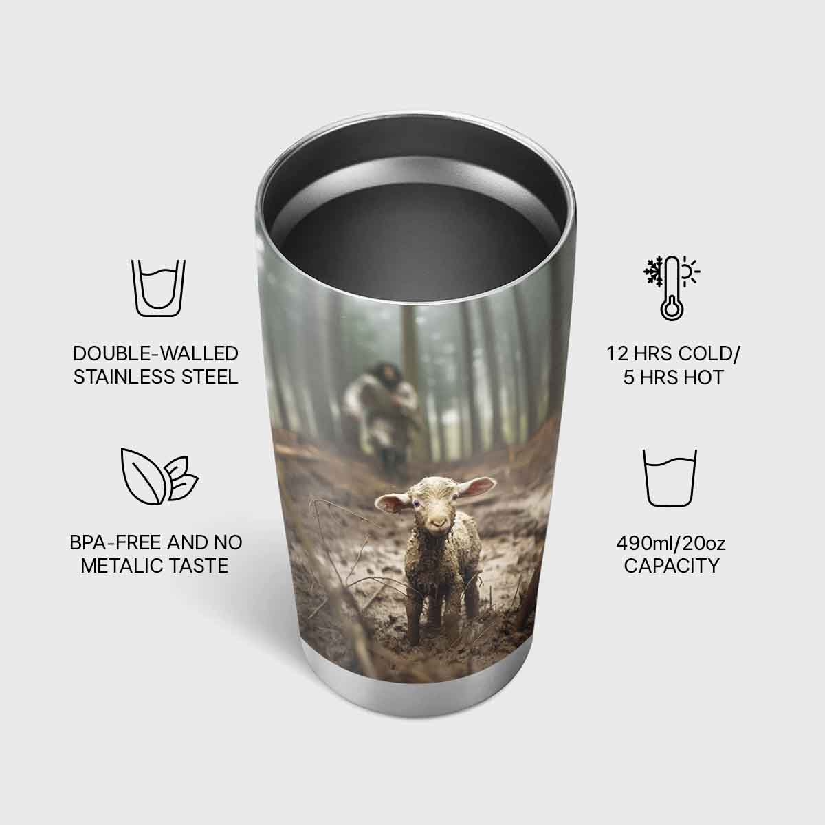 Jesus Ran and Rescued a Lost Lamb Christian Tumbler – CupCus