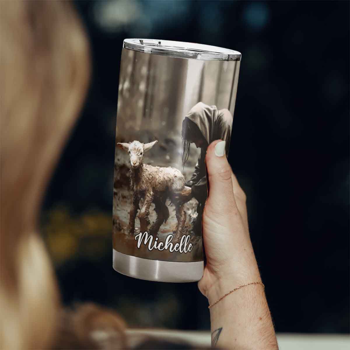 Jesus Ran and Rescued a Lost Lamb Christian Tumbler – CupCus