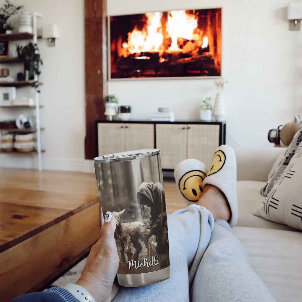 Jesus Ran and Rescued a Lost Lamb Christian Tumbler – CupCus