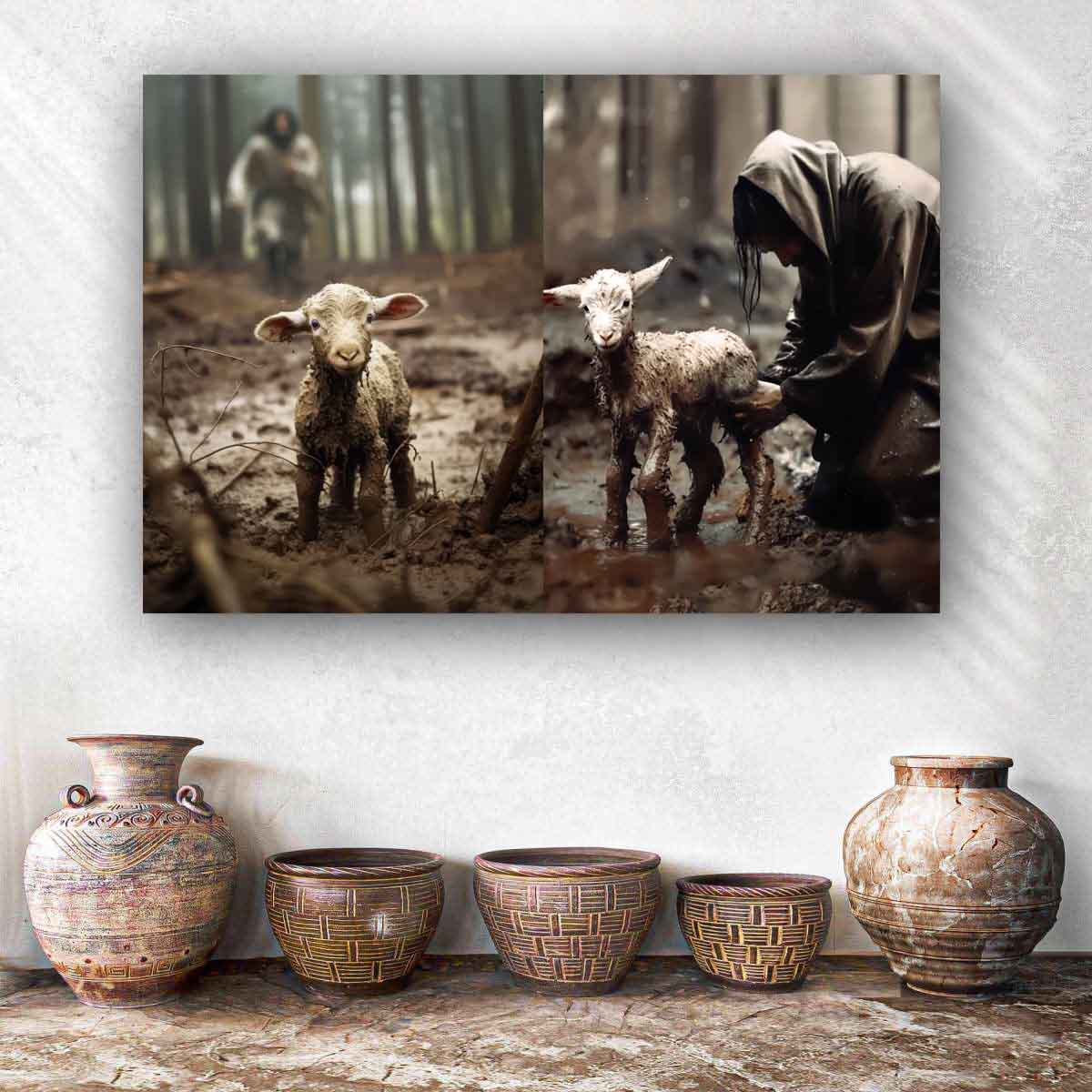 Jesus Ran and Rescued a Lamb Wall Art – CupCus