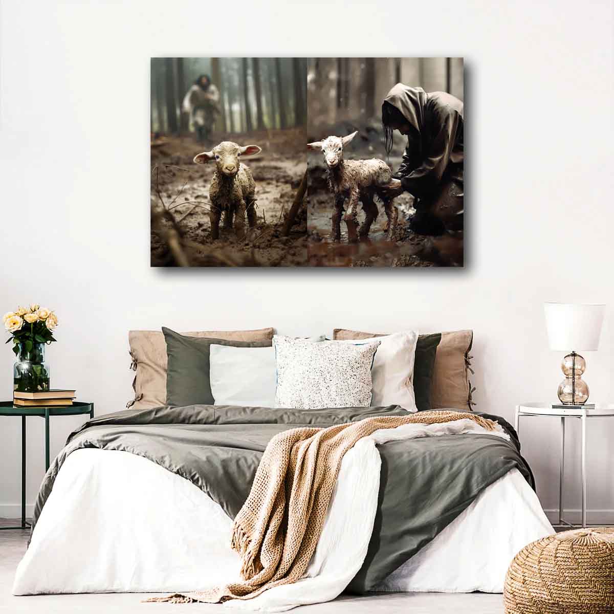 Jesus Ran and Rescued a Lamb Wall Art – CupCus