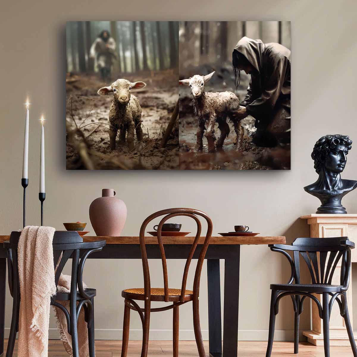 Jesus Ran and Rescued a Lamb Wall Art – CupCus