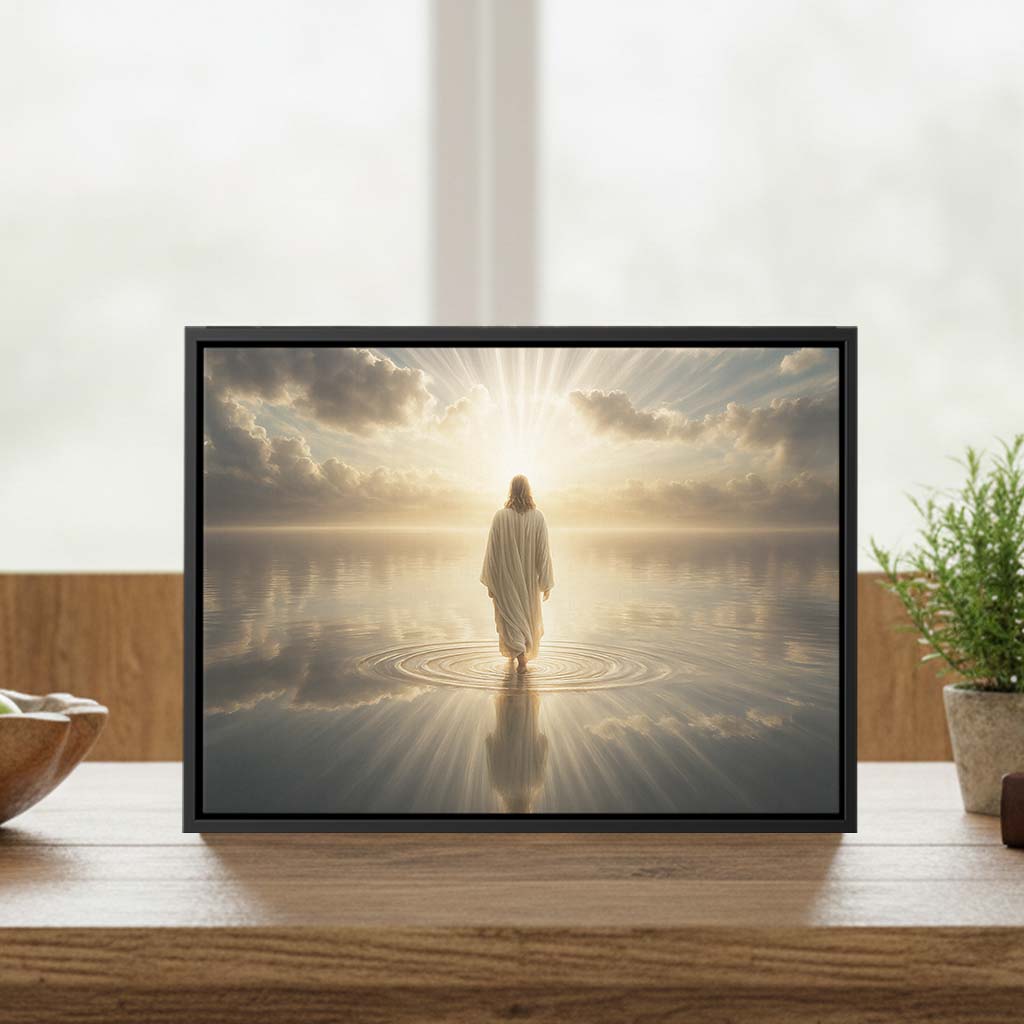 Jesus Walking Toward the Light Christian Framed Canvas Wall Art – CupCus
