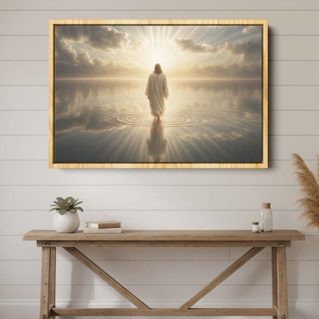 Jesus Walking Toward the Light Christian Framed Canvas Wall Art – CupCus