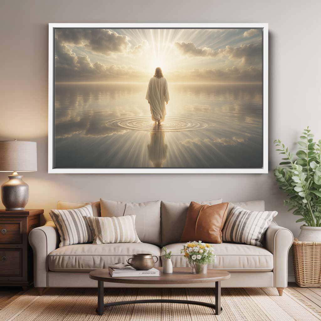 Jesus Walking Toward the Light Christian Framed Canvas Wall Art – CupCus