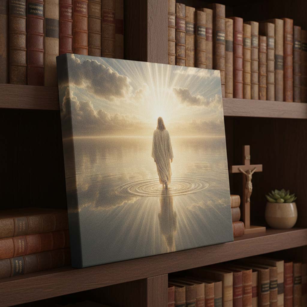 Jesus Walking on Water Canvas Wall Art – Christian Home Decor – CupCus