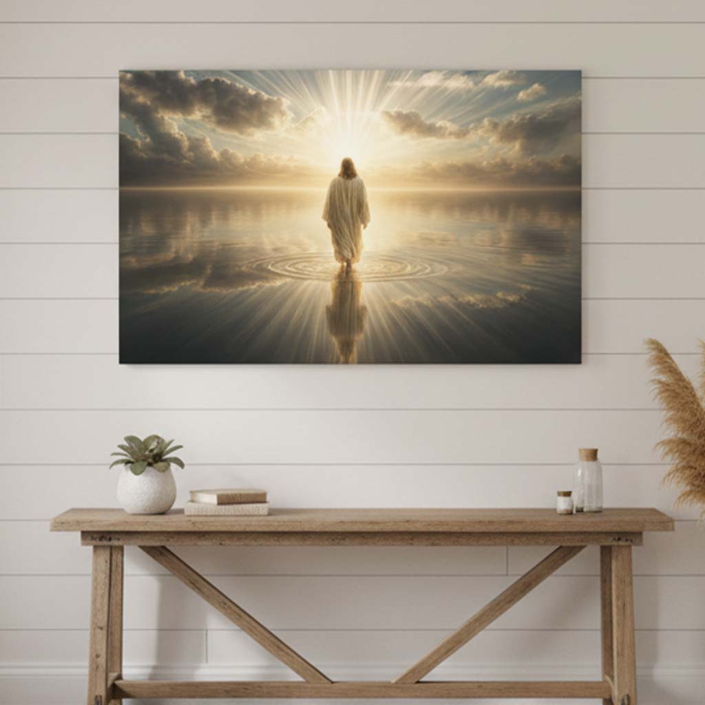 Jesus Walking on Water Canvas Wall Art – Christian Home Decor – CupCus