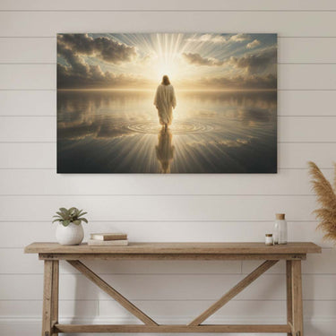 Jesus Walking on Water Canvas Wall Art – Christian Home Decor – CupCus