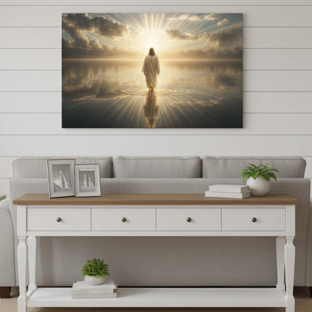 Jesus Walking on Water Canvas Wall Art – Christian Home Decor – CupCus