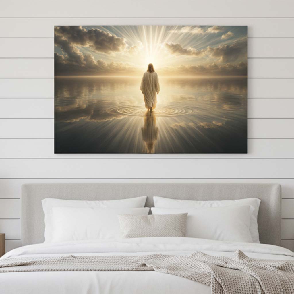Jesus Walking on Water Canvas Wall Art – Christian Home Decor – CupCus