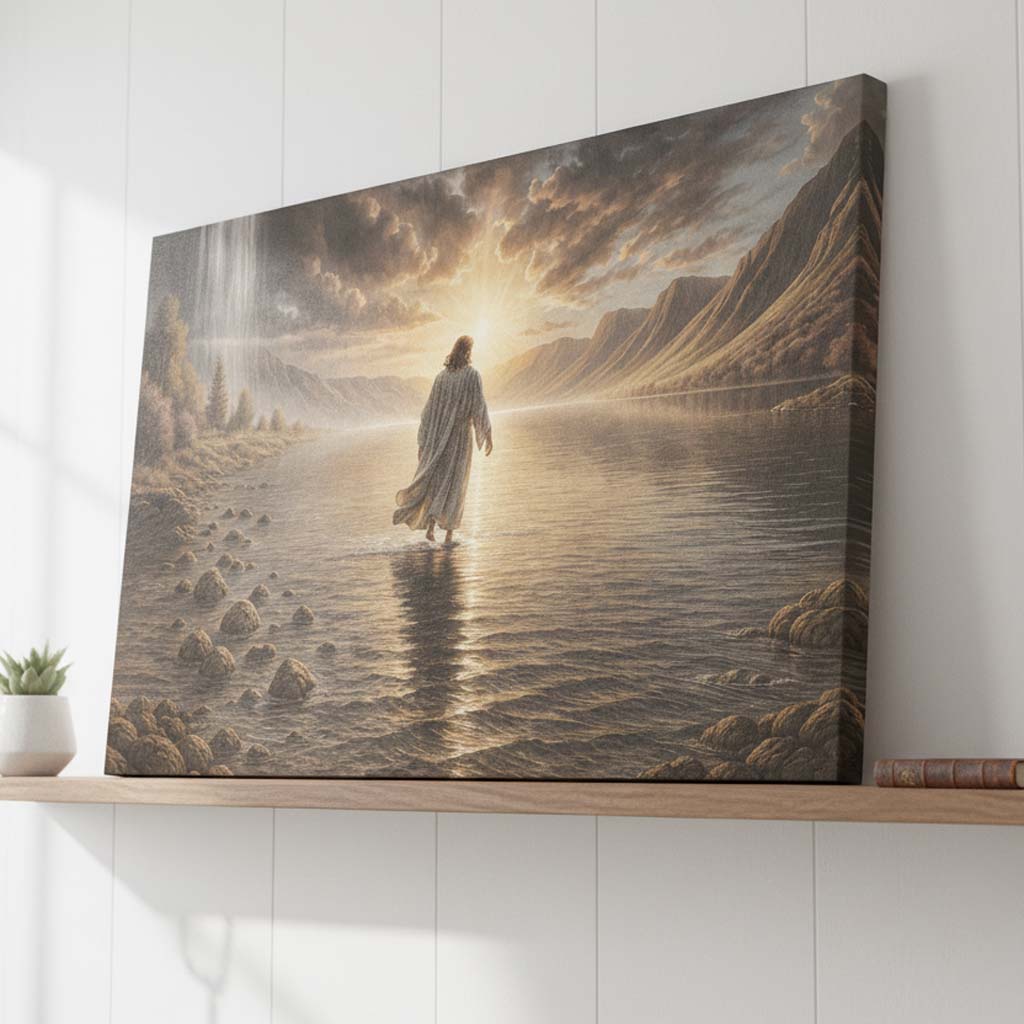 Jesus Walks on Water Toward the Light Christian Canvas Wall Art – CupCus